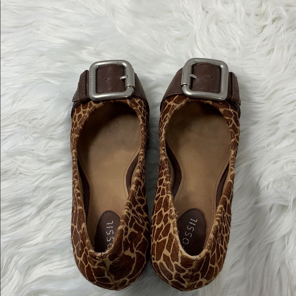 🎉Fossil Maddox Giraffe print Pony Hair block heel - Picture 5 of 8